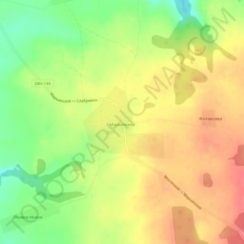 Топографическая карта Марьинское, высота, рельеф