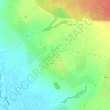 Топографическая карта Цибикнур, высота, рельеф