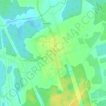Топографическая карта Федорцово, высота, рельеф
