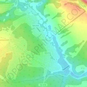 Топографическая карта Шигали, высота, рельеф