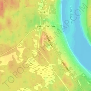 Топографическая карта Брин-Наволок, высота, рельеф