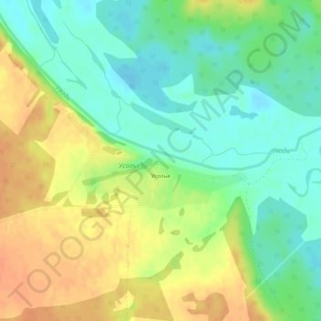 Топографическая карта Усолье, высота, рельеф