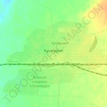 Топографическая карта Кушмурун, высота, рельеф