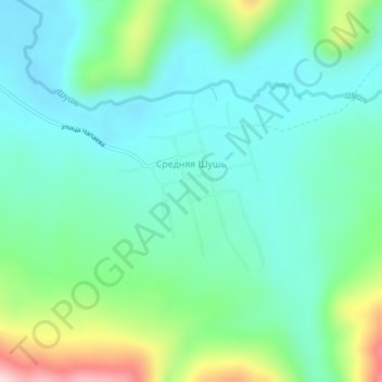 Топографическая карта Средняя Шушь, высота, рельеф