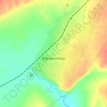 Топографическая карта Карауылкелды, высота, рельеф