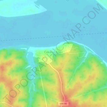 Топографическая карта Сикачи-Алян, высота, рельеф