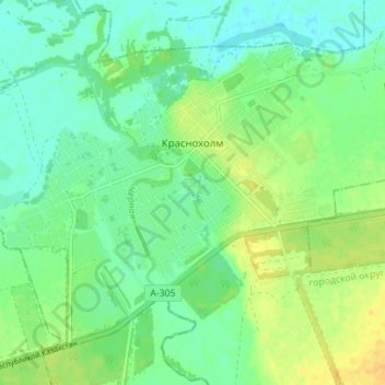 Топографическая карта Краснохолм, высота, рельеф