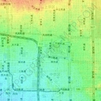 Топографическая карта 池元町, высота, рельеф