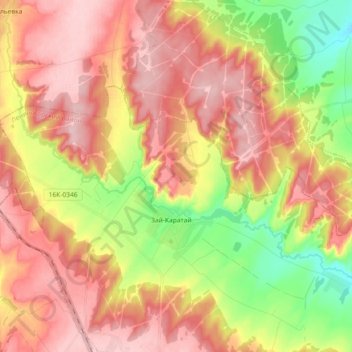 Топографическая карта Зай-Каратай, высота, рельеф