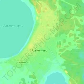 Топографическая карта Альменево, высота, рельеф