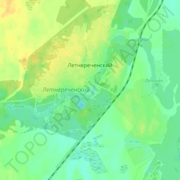 Топографическая карта Летнереченский, высота, рельеф