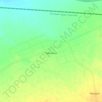 Топографическая карта Теренозек, высота, рельеф