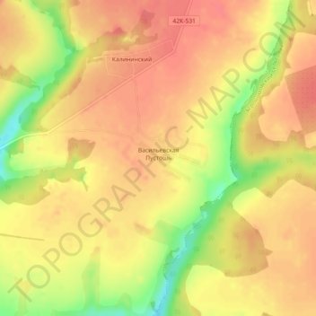 Топографическая карта Васильевская Пустошь, высота, рельеф