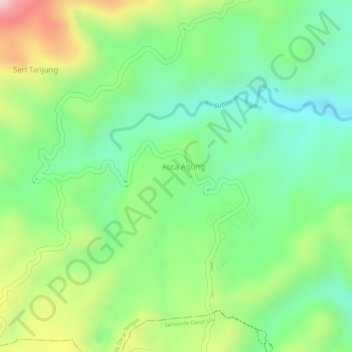 Топографическая карта Kota Agung, высота, рельеф