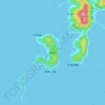 Топографическая карта 前島, высота, рельеф