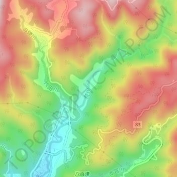 Топографическая карта 荒川, высота, рельеф