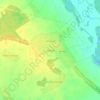 Топографическая карта Копнино, высота, рельеф