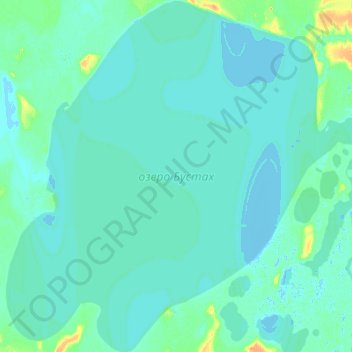 Топографическая карта озеро Бустах, высота, рельеф