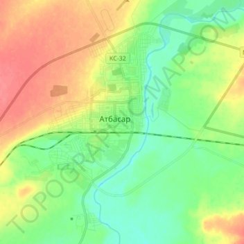 Топографическая карта Атбасар, высота, рельеф