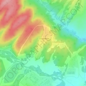 Топографическая карта Сторожевая 2, высота, рельеф