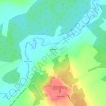 Топографическая карта Трубино, высота, рельеф