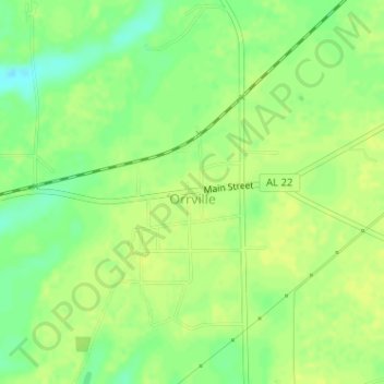Топографическая карта Orrville, высота, рельеф