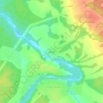 Топографическая карта Бабачи, высота, рельеф