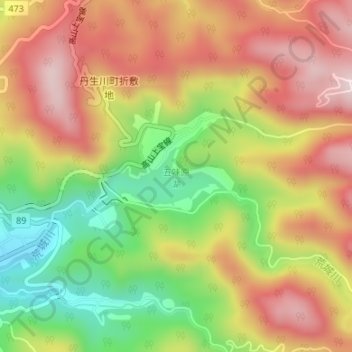 Топографическая карта 五味原湖, высота, рельеф