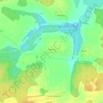 Топографическая карта Губино, высота, рельеф