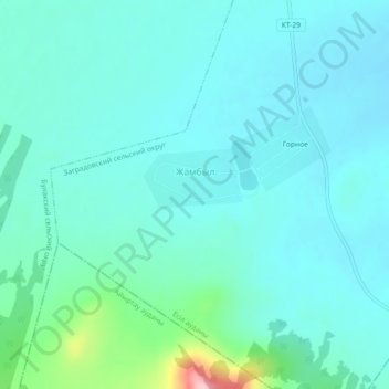 Топографическая карта Жамбыл, высота, рельеф