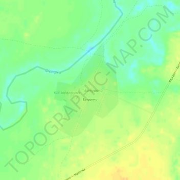 Топографическая карта Баткат, высота, рельеф