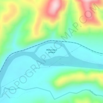 Топографическая карта Малиновый остров, высота, рельеф