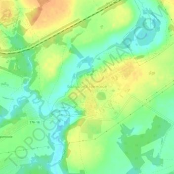 Топографическая карта Большое Каринское, высота, рельеф
