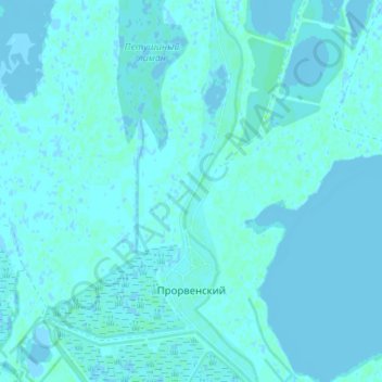 Топографическая карта Прорвенский, высота, рельеф
