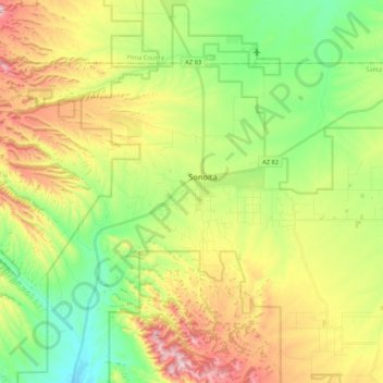 Топографическая карта Sonoita, высота, рельеф