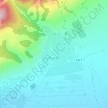 Топографическая карта Баштала, высота, рельеф