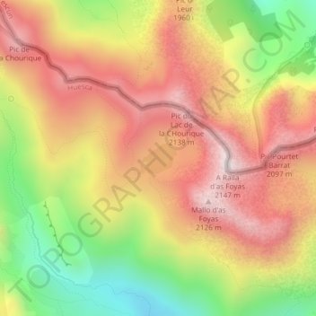 Топографическая карта Ibón de Acherito, высота, рельеф