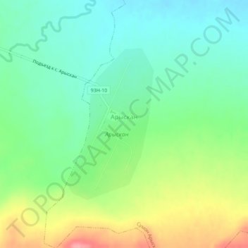 Топографическая карта Арыскан, высота, рельеф