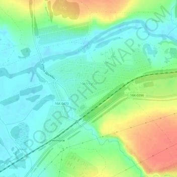 Топографическая карта Чепчуги, высота, рельеф