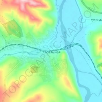 Топографическая карта Оловянная, высота, рельеф