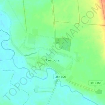 Топографическая карта Снагость, высота, рельеф