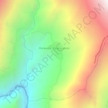 Топографическая карта Нижнее Хваршини, высота, рельеф