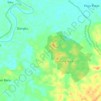 Топографическая карта Gunung Raja, высота, рельеф