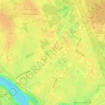 Топографическая карта Сиреневый бульвар, высота, рельеф