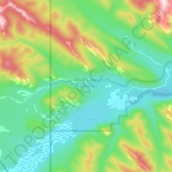 Топографическая карта Rock Lake Provincial Park, высота, рельеф