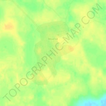 Топографическая карта Монгой, высота, рельеф