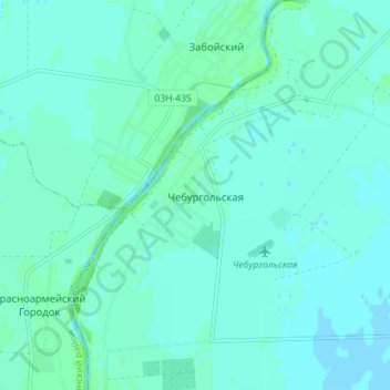 Топографическая карта Чебургольская, высота, рельеф