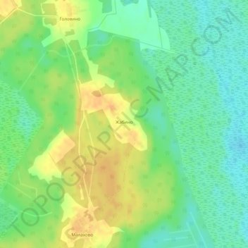 Топографическая карта Жабино, высота, рельеф