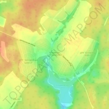 Топографическая карта Тельвяково, высота, рельеф