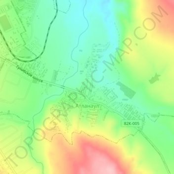Топографическая карта Атланаул, высота, рельеф